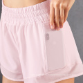 Essential Polyester Running Shorts Breathable Women's Sport Shorts Elastic Waistband 2 in 1 Yoga Shorts With Pockets